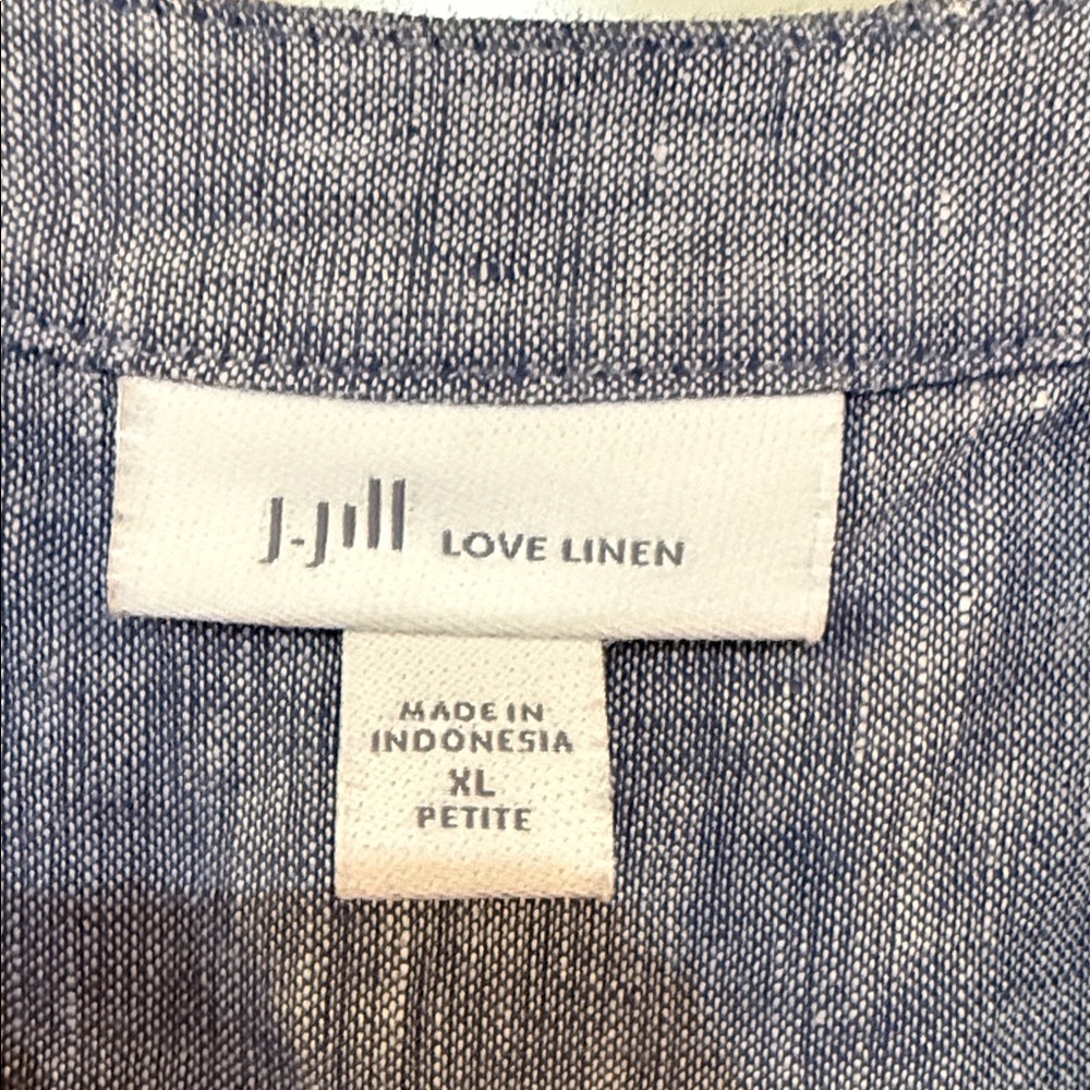 J. Jill Love Linen Top in Speckled Blue size XL petite - Picture 2 of 6